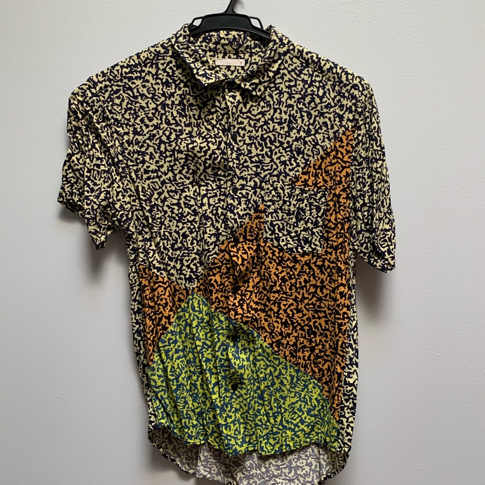 Japanese Men’s S Button Down Shirt Mixed Pattern NEW